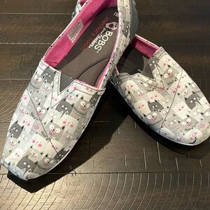 Bob’s Cat Print Slip-On Shoes casual cute Kitty cat Memory Foam 8.5 Skechers